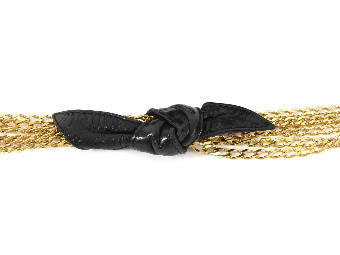 Chanel Black Vintage 1986 Diamond Quilt CC Multi Chain Strap Bag