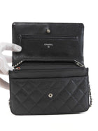 Chanel Black Black Caviar Leather CC Classic Wallet on Chain SHW