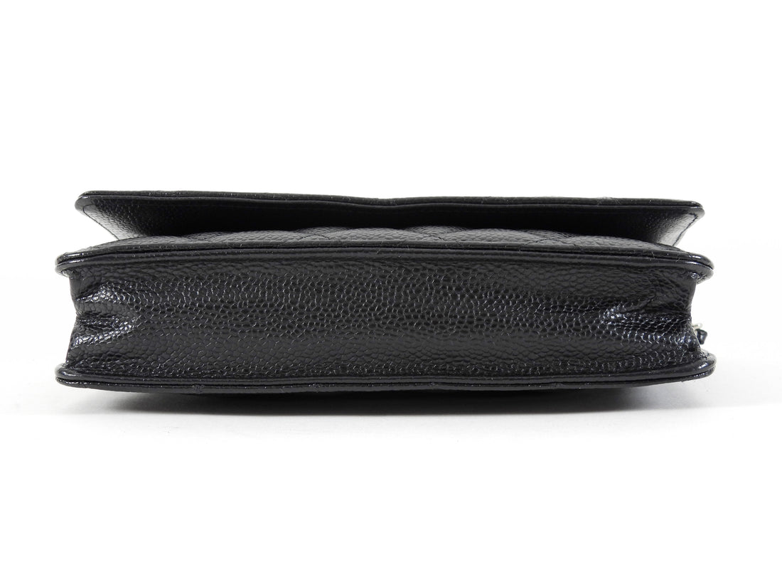Chanel Black Black Caviar Leather CC Classic Wallet on Chain SHW