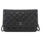 Chanel Black Black Caviar Leather CC Classic Wallet on Chain SHW