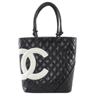 Chanel Vintage 2004 Cambon CC PM Black Quilted Lambskin Tote Bag