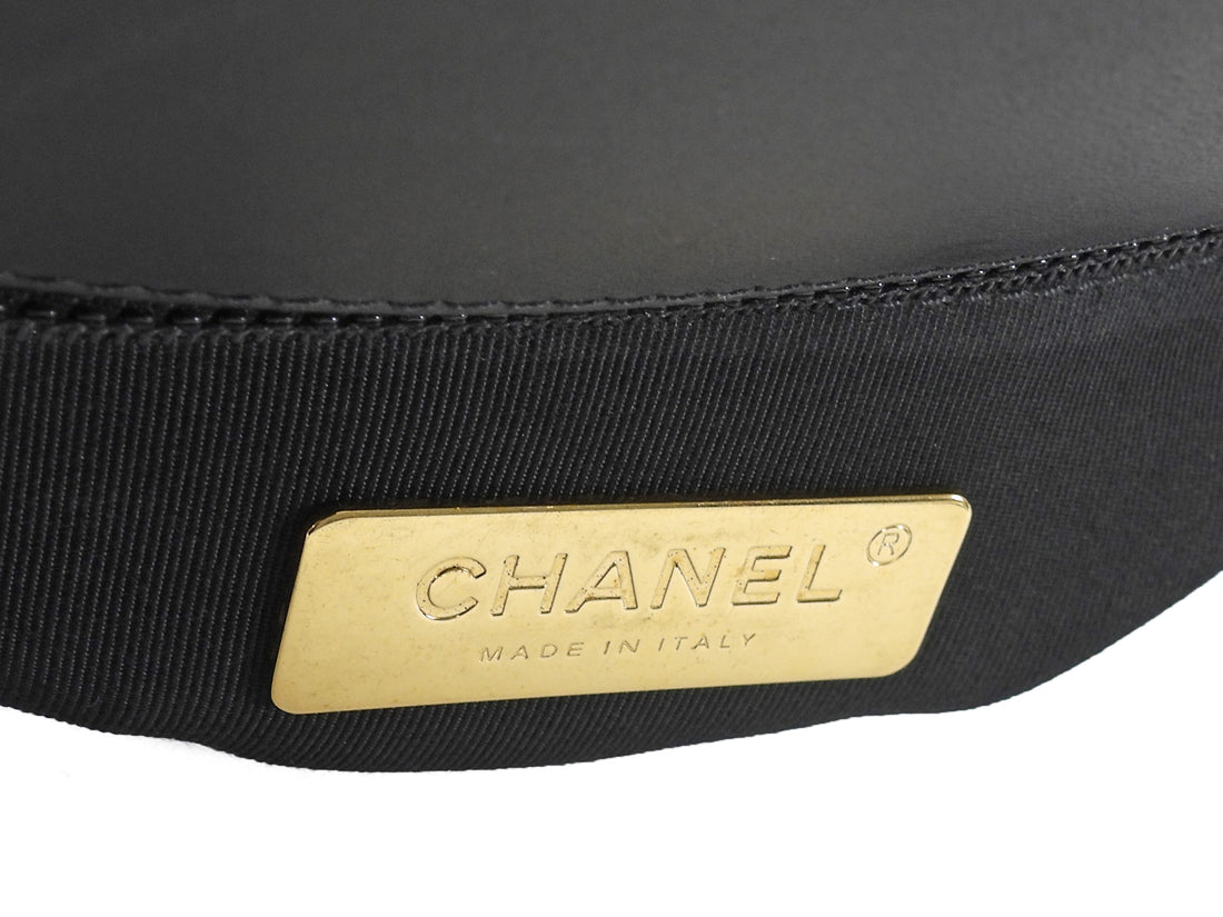 Chanel Black Calfskin and Patent Medium Chain Medium Flap Bag