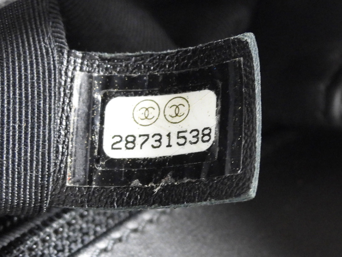 Chanel Black Calfskin and Patent Medium Chain Medium Flap Bag