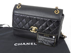 Chanel Black Calfskin and Patent Medium Chain Medium Flap Bag