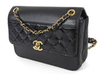 Chanel Black Calfskin and Patent Medium Chain Medium Flap Bag