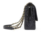 Chanel Black Calfskin and Patent Medium Chain Medium Flap Bag