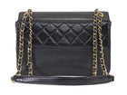 Chanel Black Calfskin and Patent Medium Chain Medium Flap Bag