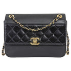 Chanel Black Calfskin and Patent Medium Chain Medium Flap Bag