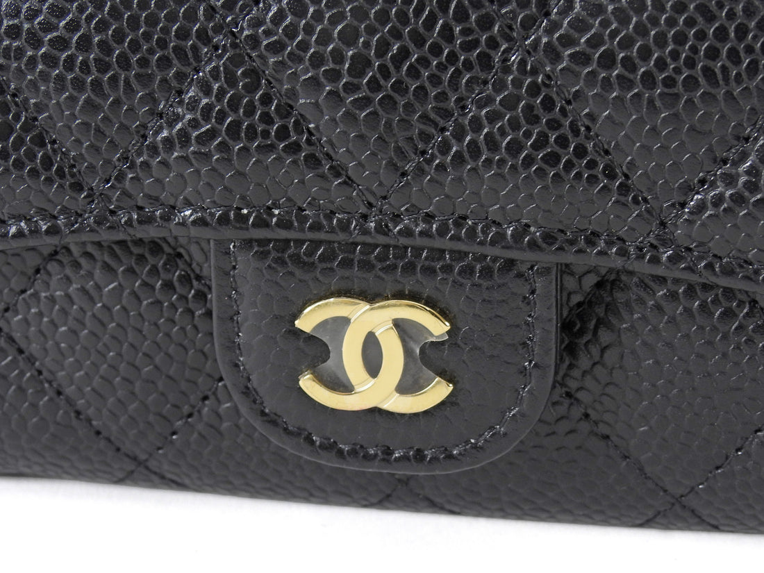 Chanel Black Caviar Quilted Leather Flap Card Holder Wallet
