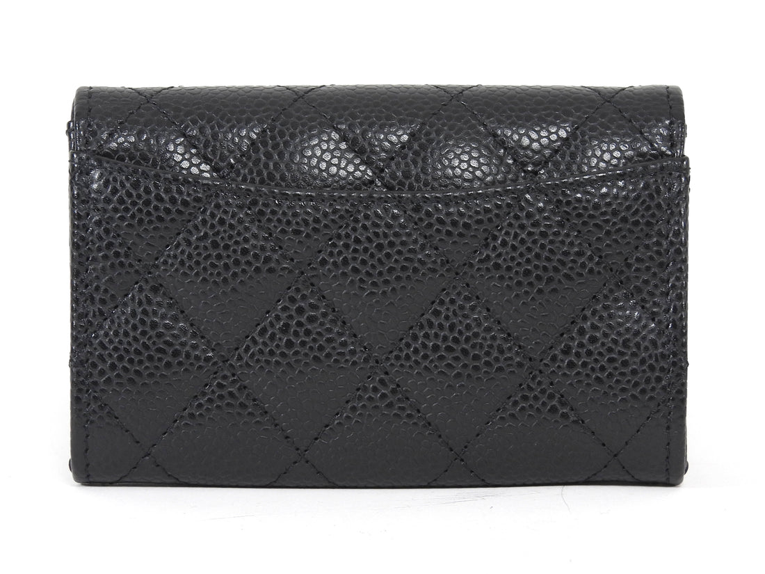 Chanel Black Caviar Quilted Leather Flap Card Holder Wallet