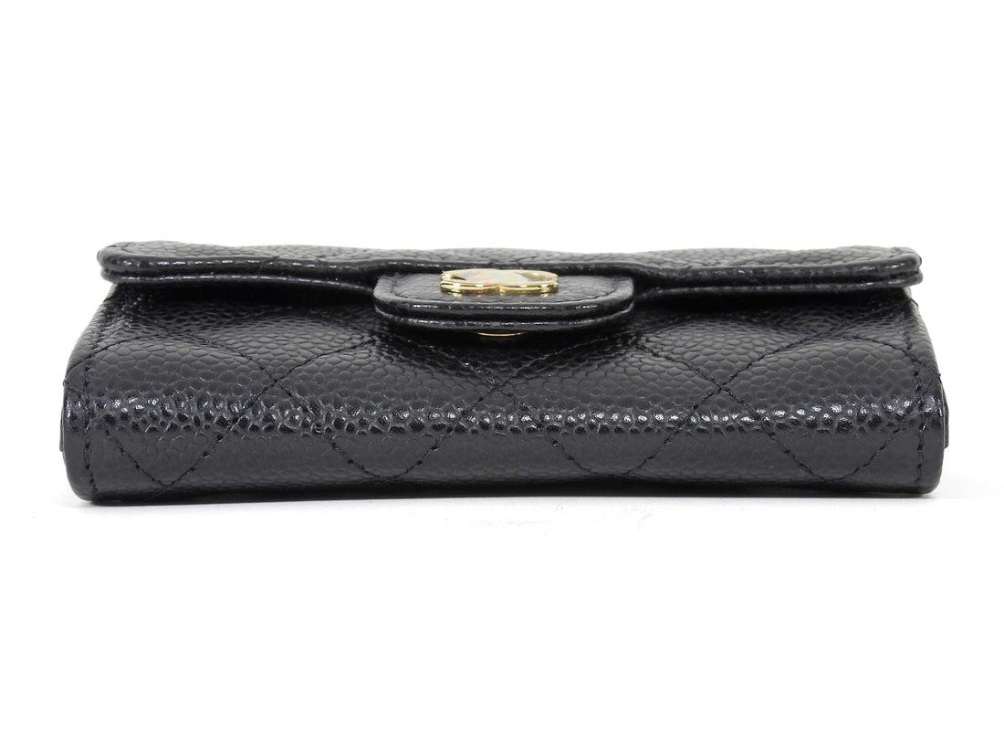Chanel Black Caviar Quilted Leather Flap Card Holder Wallet