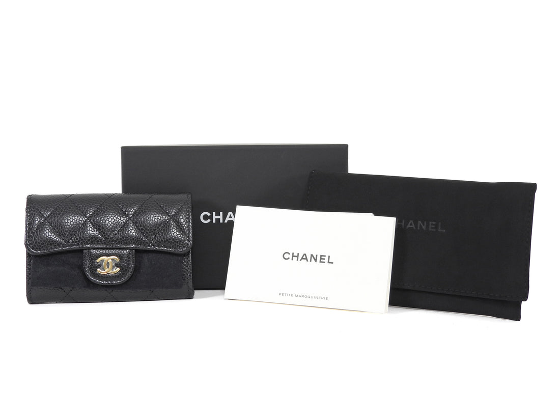 Chanel Black Caviar Quilted Leather Flap Card Holder Wallet