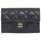 Chanel Black Caviar Quilted Leather Flap Card Holder Wallet