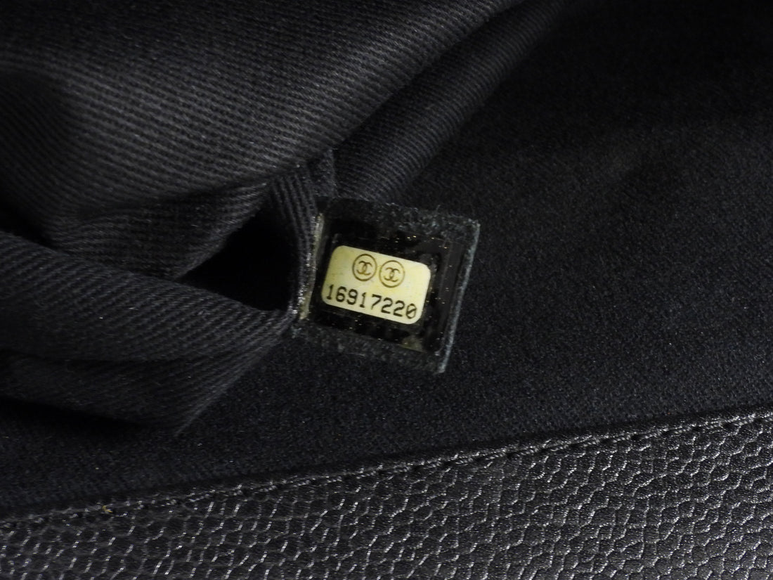 Chanel Black Caviar Quilted Leather Large CC Clutch Bag