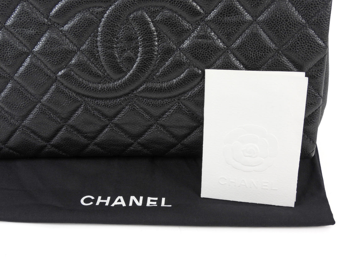 Chanel Black Caviar Quilted Leather Large CC Clutch Bag