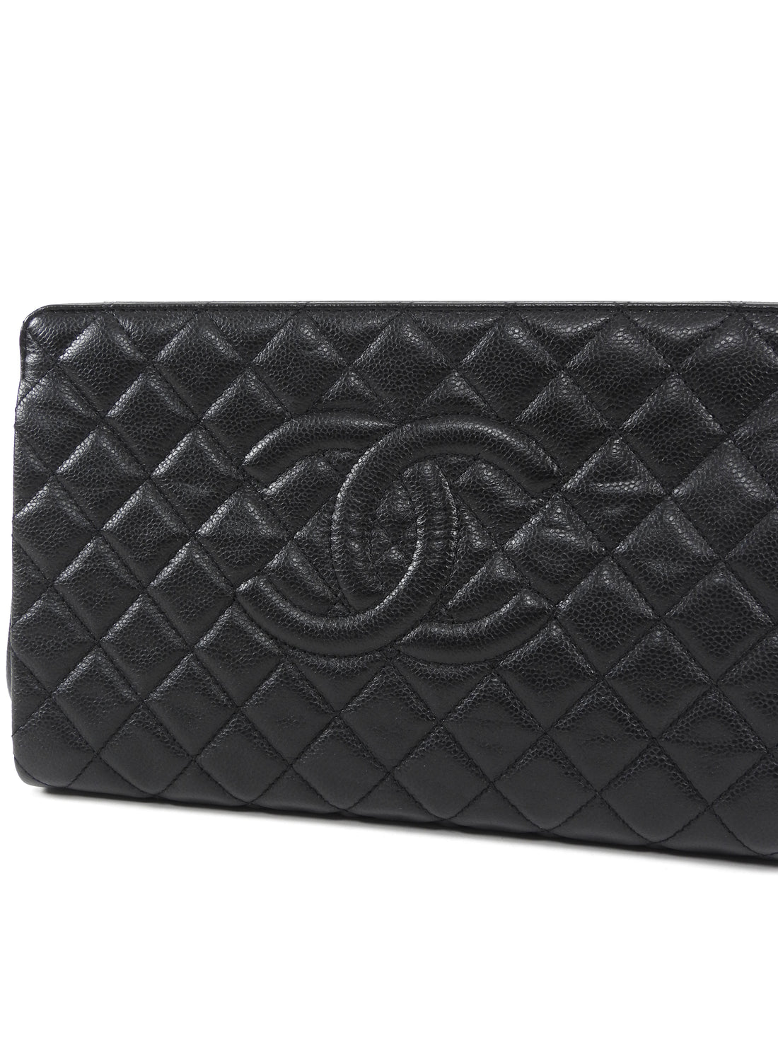 Chanel Black Caviar Quilted Leather Large CC Clutch Bag