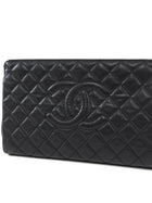 Chanel Black Caviar Quilted Leather Large CC Clutch Bag