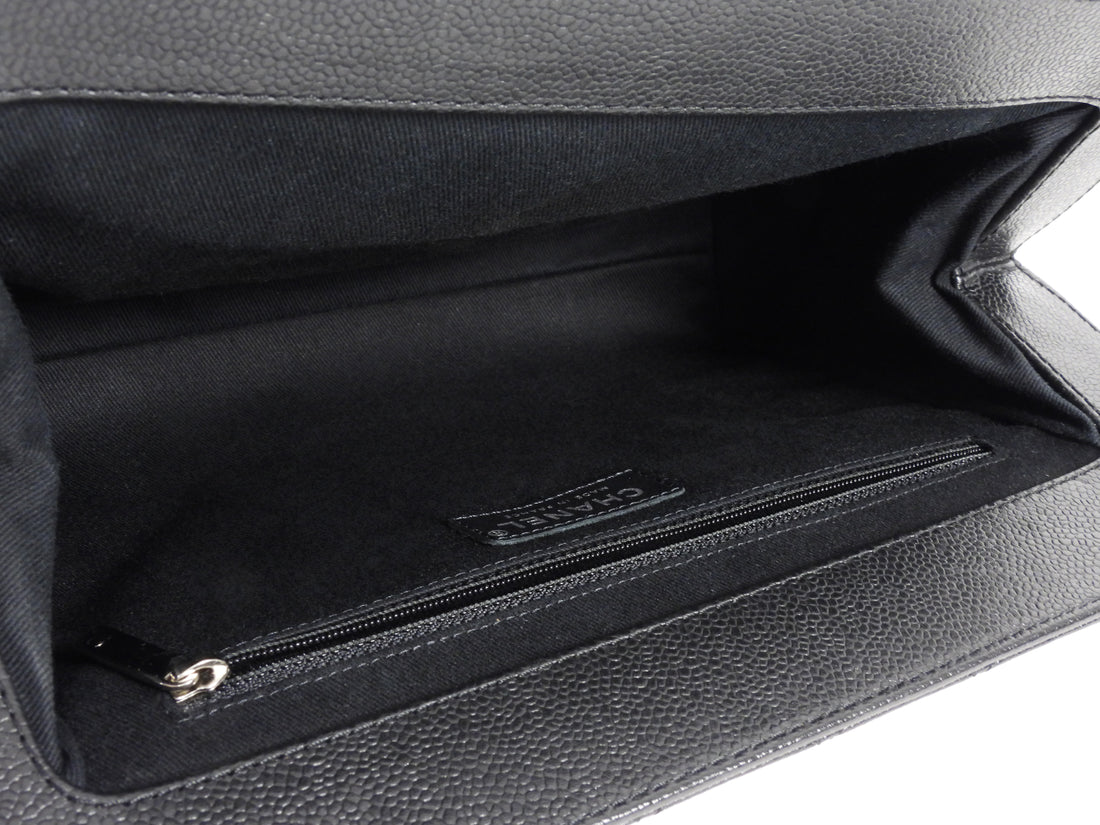 Chanel Black Caviar Quilted Leather Large CC Clutch Bag