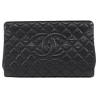Chanel Black Caviar Quilted Leather Large CC Clutch Bag