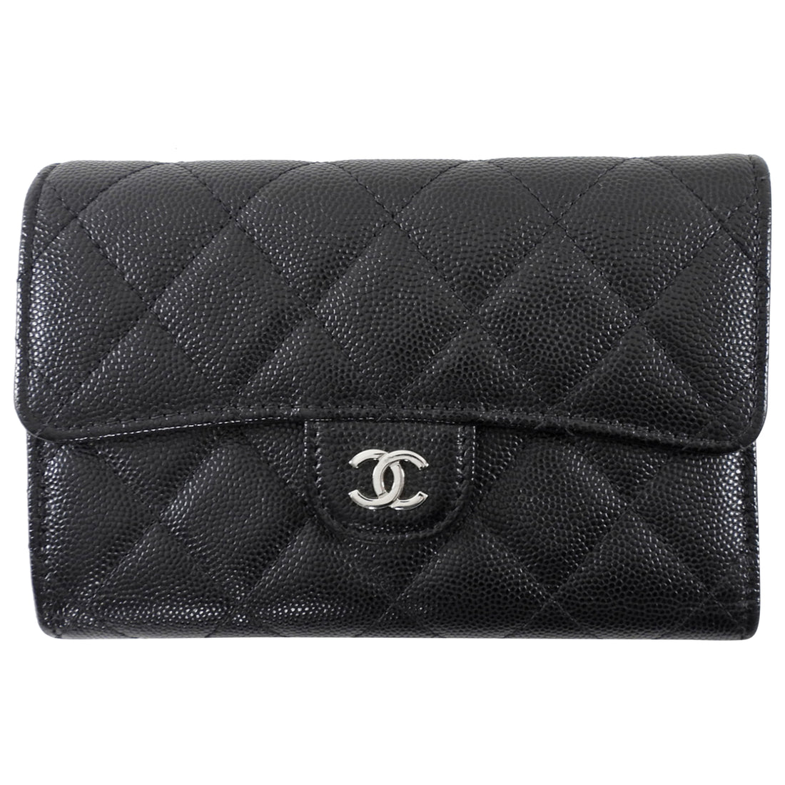 Chanel Black 2020 Caviar Leather Medium Classic Flap Wallet SHW Medium