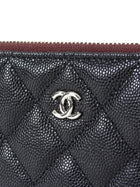 Chanel Black Quilted Caviar Leather Small O Case Small Zip Pouch