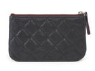 Chanel Black Quilted Caviar Leather Small O Case Small Zip Pouch