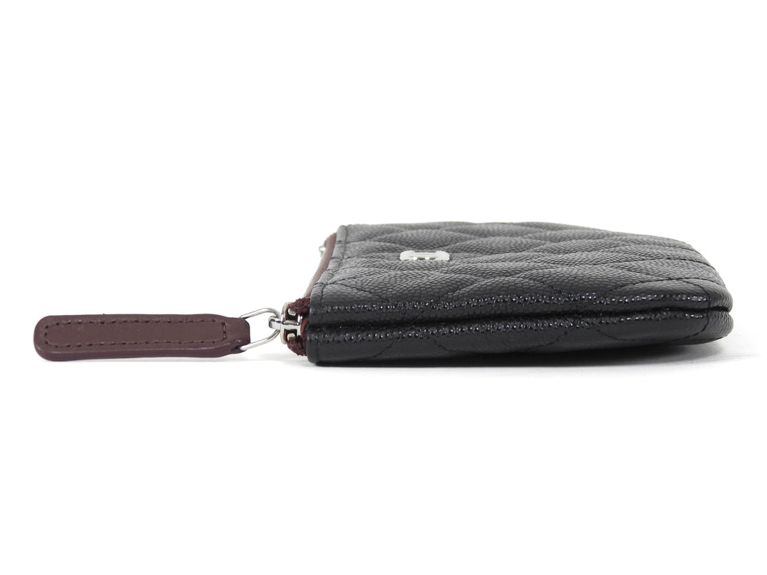 Chanel Black Quilted Caviar Leather Small O Case Small Zip Pouch