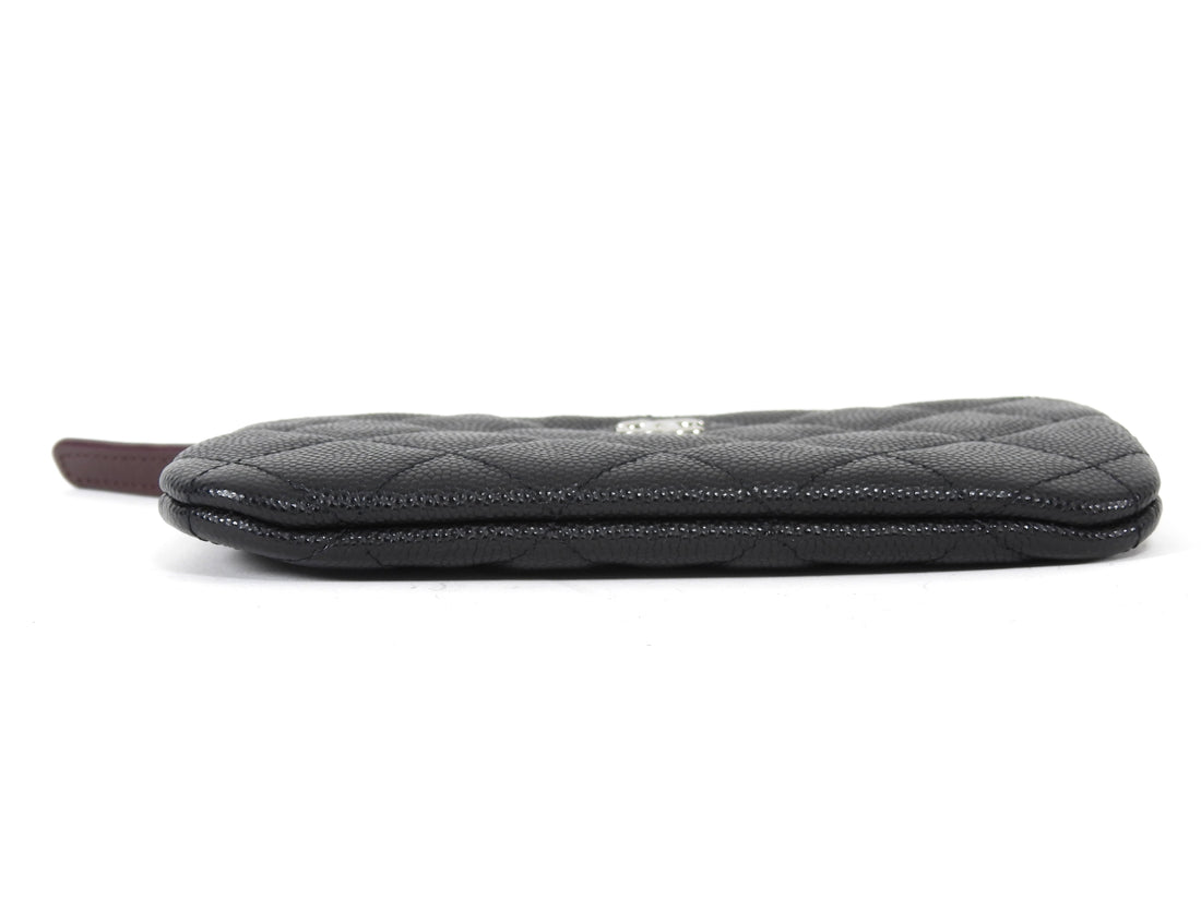 Chanel Black Quilted Caviar Leather Small O Case Small Zip Pouch