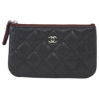 Chanel Black Quilted Caviar Leather Small O Case Small Zip Pouch