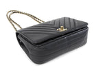 Chanel Black Chevron Quilted Lambskin Statement Chain Flap Bag