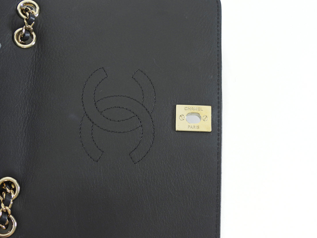 Chanel Black Chevron Quilted Lambskin Statement Chain Flap Bag