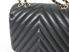 Chanel Black Chevron Quilted Lambskin Statement Chain Flap Bag