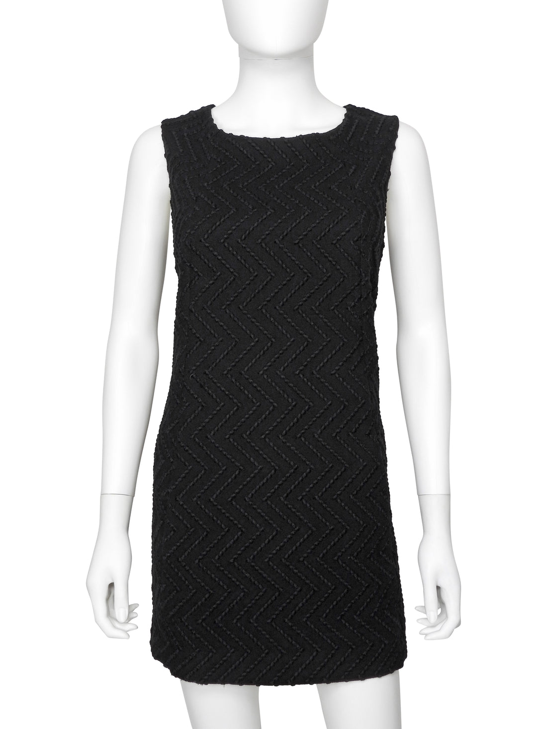 Chanel Black 09A Wool Embroidered Mini Shift Dress - 42 / M