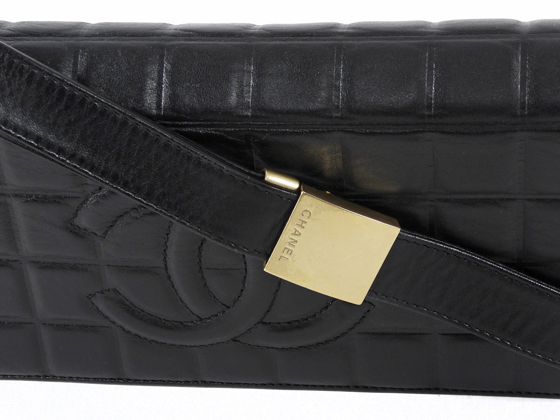 Chanel Black Vintage 2002 Chocolate Bar East West CC Shoulder Bag