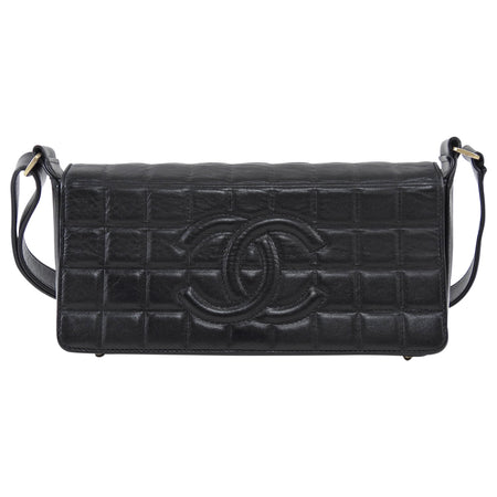 Chanel Black Vintage 2002 Chocolate Bar East West CC Shoulder Bag