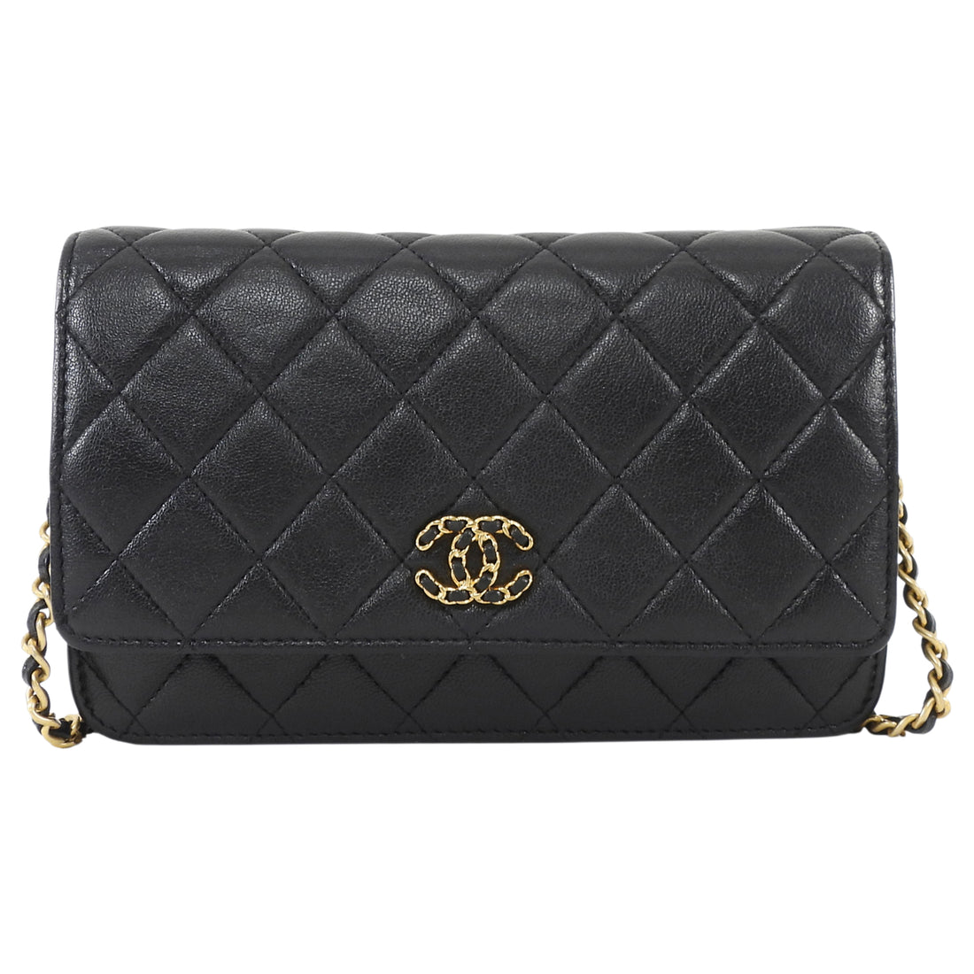 Chanel Black Quilted Leather 19 Chain CC Wallet on Chain