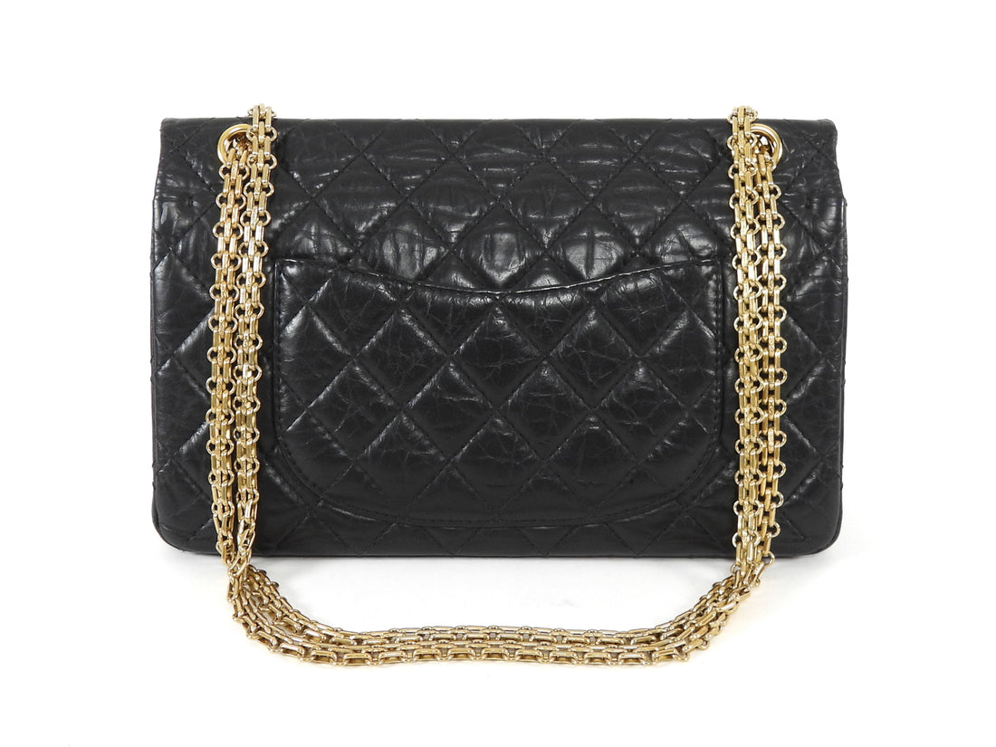 Chanel Black GHW 2011 Quilted Aged Calfskin 2.55 Reissue Double Flap Chain Bag