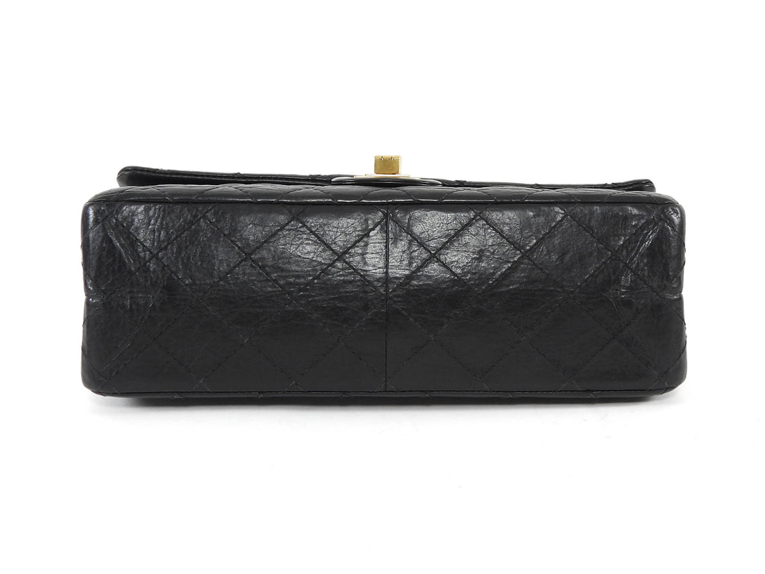 Chanel Black GHW 2011 Quilted Aged Calfskin 2.55 Reissue Double Flap Chain Bag