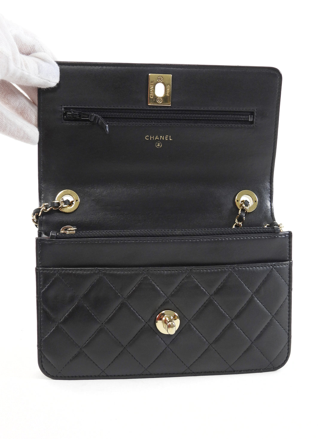 Chanel Black Quilted Lambskin Trendy Wallet on Chain GHW