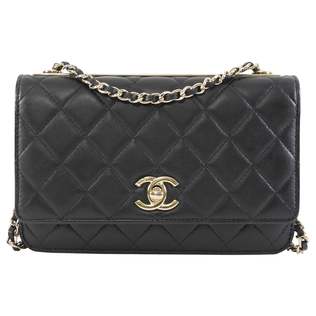 Chanel Black Quilted Lambskin Trendy Wallet on Chain GHW