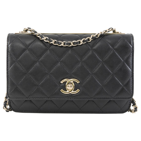 Chanel Black Quilted Lambskin Trendy Wallet on Chain GHW
