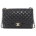 Chanel Black Lambskin CC Maxi Classic Double Flap GHW