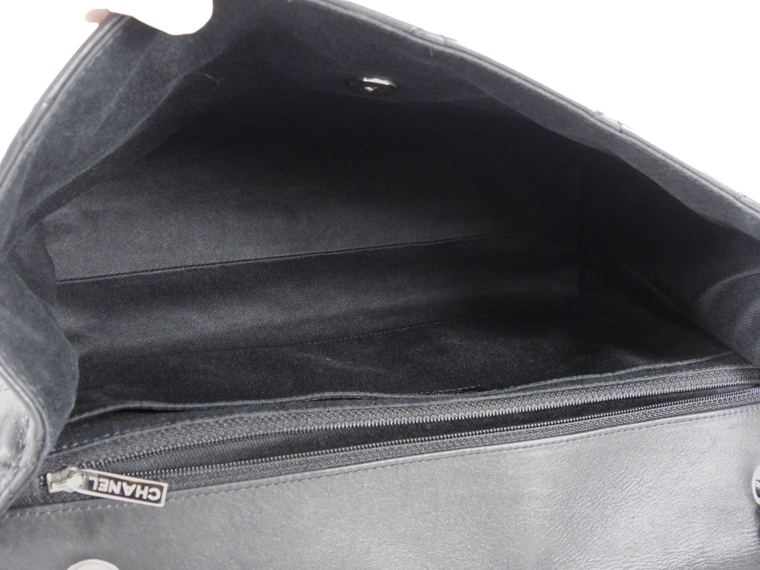 Chanel Black Quilted Leather In The Business Jumbo Flap Bag SHW