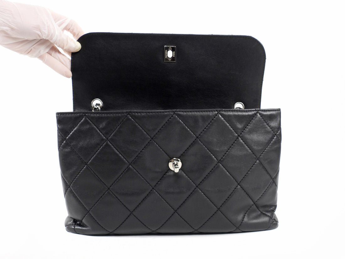 Chanel Black Quilted Leather In The Business Jumbo Flap Bag SHW