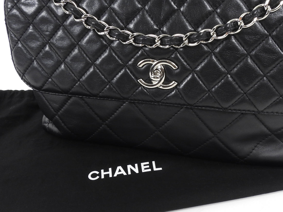 Chanel Black Quilted Leather In The Business Jumbo Flap Bag SHW