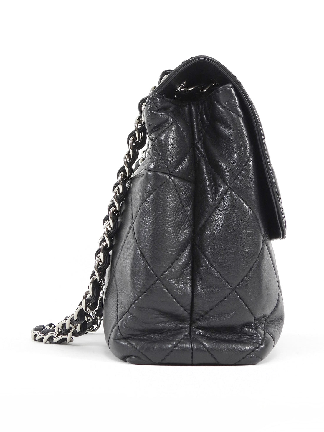 Chanel Black Quilted Leather In The Business Jumbo Flap Bag SHW