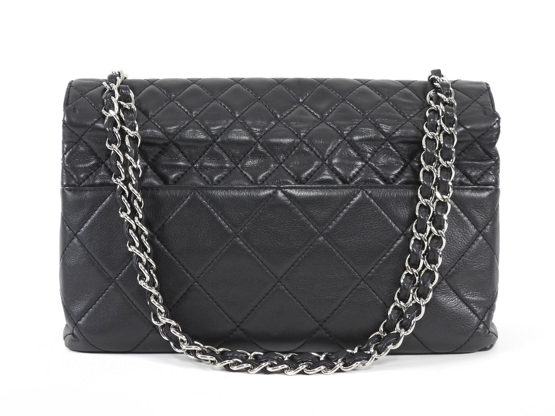 Chanel Black Quilted Leather In The Business Jumbo Flap Bag SHW