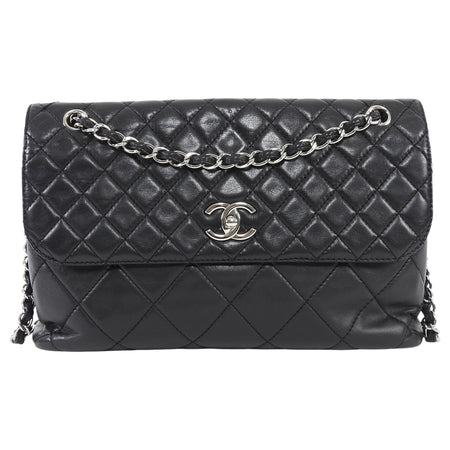 Chanel Black Quilted Leather In The Business Jumbo Flap Bag SHW