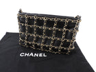 Chanel Black Lambskin Leather Chain Cage Frame Small Shoulder Bag