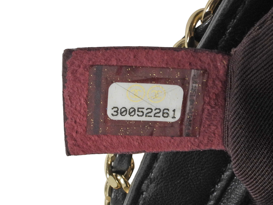 Chanel Black Lambskin Leather Chain Cage Frame Small Shoulder Bag